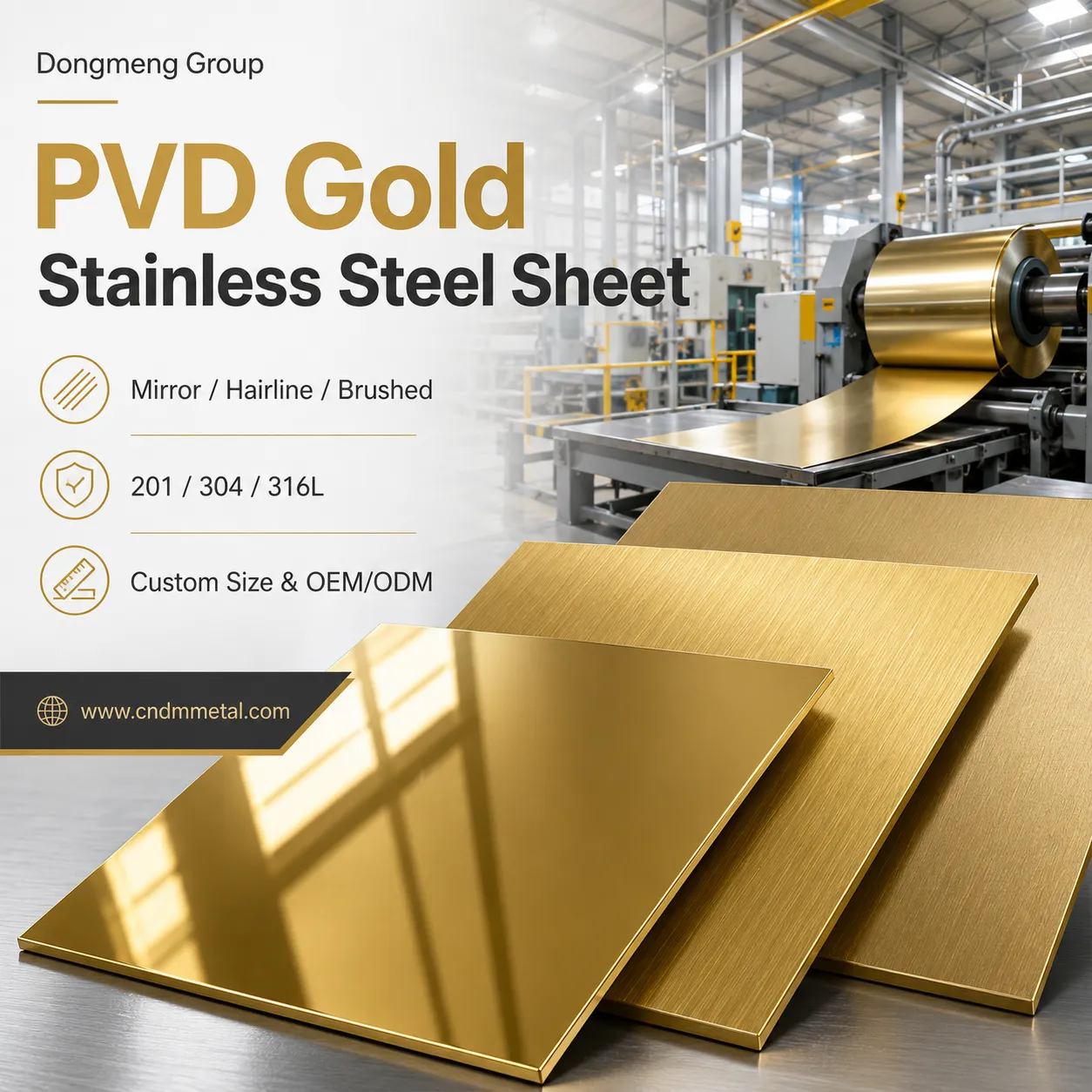PVD Gold rustfritt stål plateprodusent